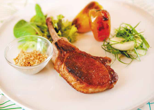 Pan-fried Pork Chop with Crushed Almonds and Pimento Salad